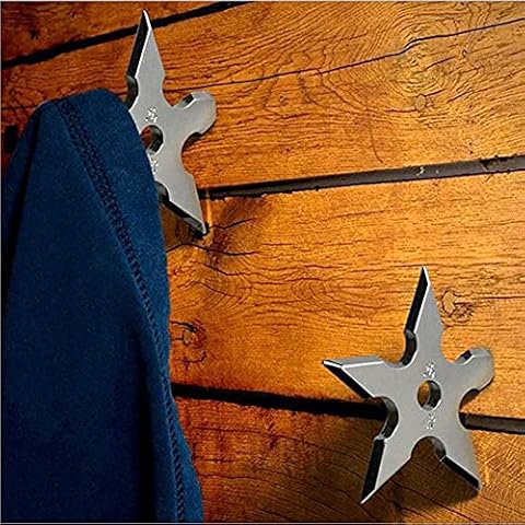 PRATIQUE Ninja Coat Hooks 2 Pack, Darts Star Wall Mounted Hooks, Stainless Steel Clothes Hats Hanger Holder (Steel Ninja) Cover