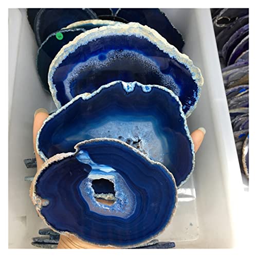 Cristal Naturel 60-180mm Agate d'agate Naturel Soupes de Pierre de Pierre Caster Caster Bleu Pini Bleu Dalle de Dessert for la décoration (Color : 1pcs A1, Size : 100-120mm)