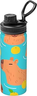 かわいい カピバラ 水筒 500ml 魔法瓶 マグボトル スポーツボトル 直飲み 漏れない 真空断熱 保温保冷 キャリーハンドル付き 持ち運び便利 通勤 通学 旅行 プレゼント