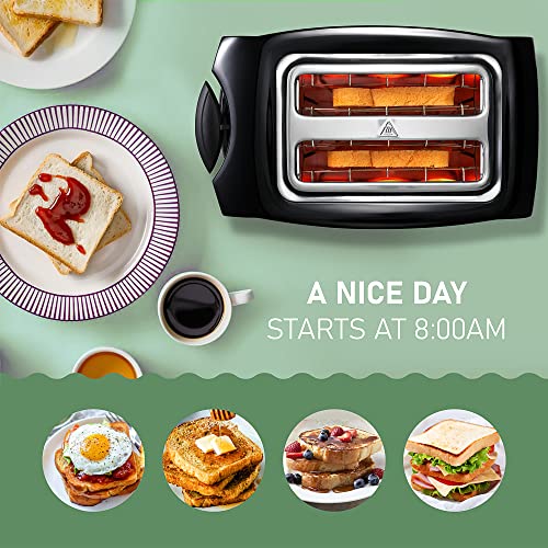 Toaster 2 Slice Small Compact Electric Bread Black Tosterster,Kotian 6 Toast Settings Cancel Reheat Defrost Functions, Removable Crumb Tray, 800W, Black #TOP2