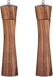 kit 2 Moedores Sal E Pimenta Em Madeira Triturador Temperos 21cm Marrom