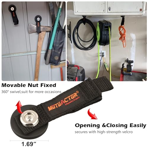 Image of MUTUACTOR Magnetic Hooks Heavy Duty,4Pack Strong Magnetic Mount Garage Storage Magnets with Hooks,Non-Slip Magnets Extension Cord Organizer for Hoses,Electric Cables in Garage,Pick-up,RV and Workshop