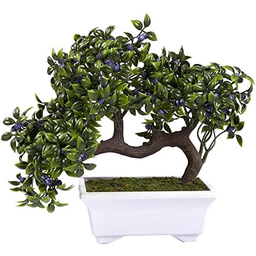 Artificial Bonsai Tree - Fake Plant Decoration, Potted Artificial House Plants for Home DecorIndoor, Ficus Bonsai Tree Plant for Decoration, Desktop Display, Zen Garden Decor- 10 x 6 x 8 Inches