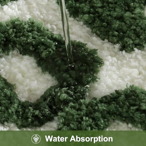 Image of HAOCOO Green Irregular Shaped Soft Non Slip Absorbent Washable Bath Mat for Bathroom, Sink, Tub, Shower
