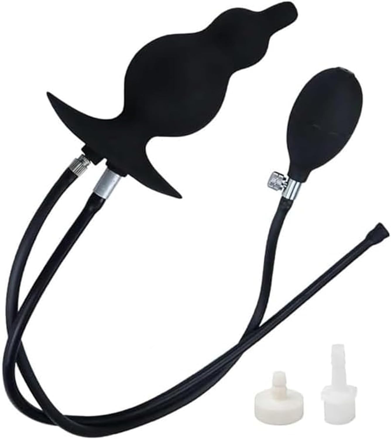 2 in 1 Butt/Anal Plug Inflatable for Enema Douche, Liquid Silicone Anal Sex Toy for Sex Play Anus/Vagina Expander/Dilator/Flusher, Ideal for Couples, Anal Training, and Vaginal Wash, Black