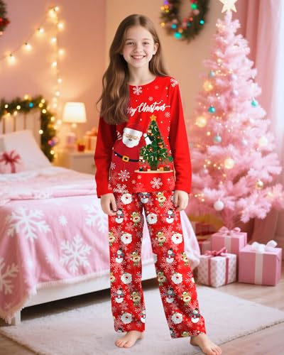 Sylfairy Girls Pajamas Pjs Set Kids Long Sleeve and Pants Casual Girls Sleepwear Lounge Clothes Set Big Kid Size 7-162