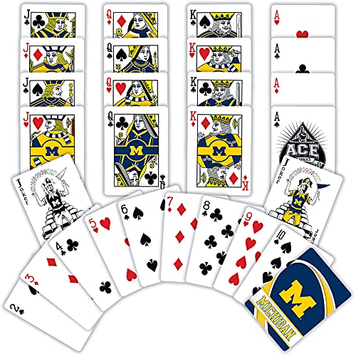 Image of Masterpieces NCAA Michigan Wolverines, Playing Cards - Premium Quality, Educational, and Fun Activity for Kids and Families - Great Gift Idea for Holidays, Birthdays, and Everyday Playtime