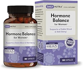Hormone Balance for Women by DailyNutra - Natural Mood Supplement - PMS Relief and Menopause Support | Featuring Clinically Studied KSM-66 Ashwagandha (90 Capsules)