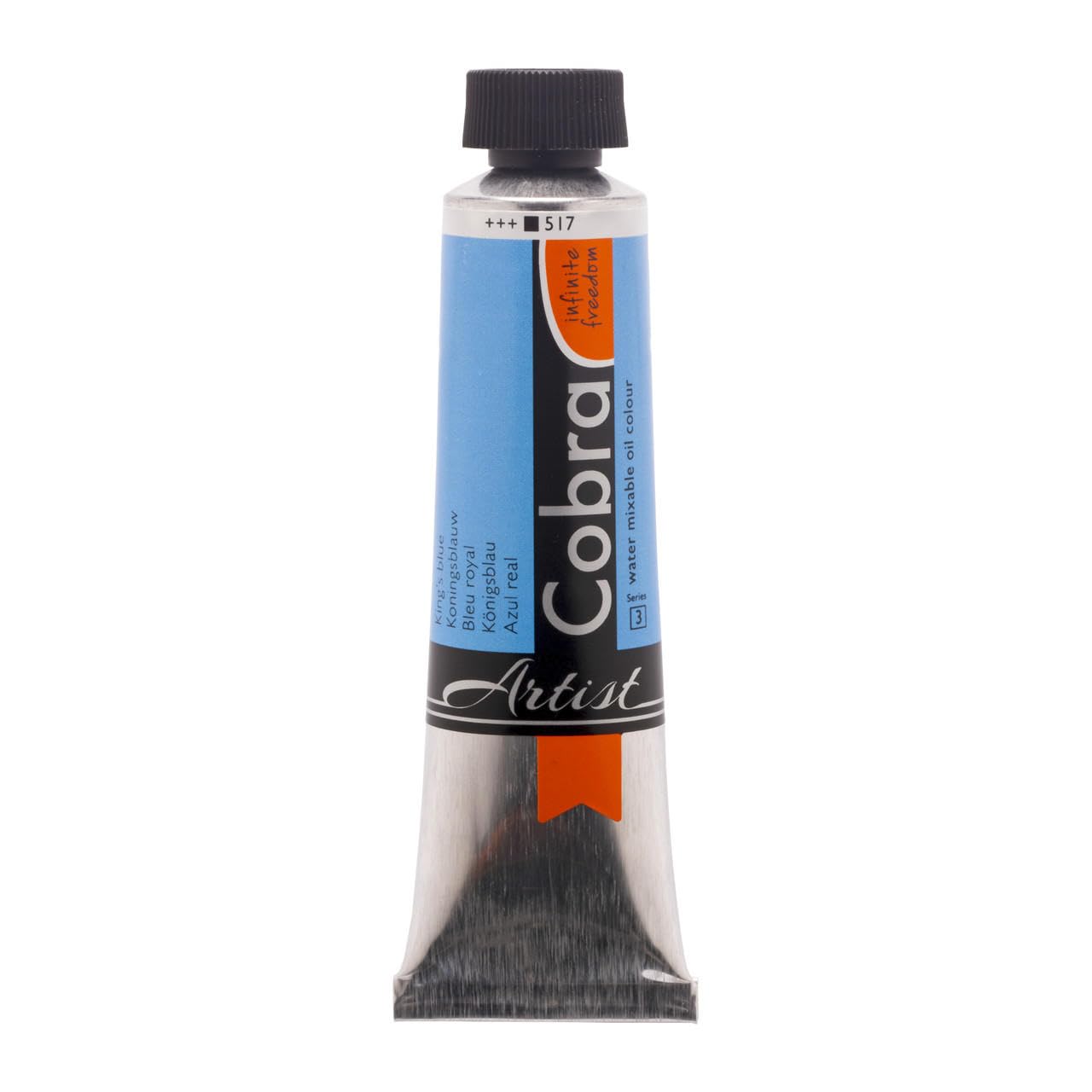 Cobra Artist Water-Mixable Oil Colour - 40 ml King's Blue 517 - High Lightfastness - Solvent-Free Professional Oil Paint