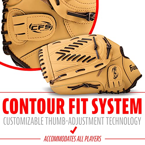 Image of Franklin Sports Baseball + Softball Glove - Field Master Baseball + Softball Mitt - Adult + Youth Glove - Men's + Women's Baseball + Softball Gloves - Left Hand Throw - 13 inch - Camel Brown