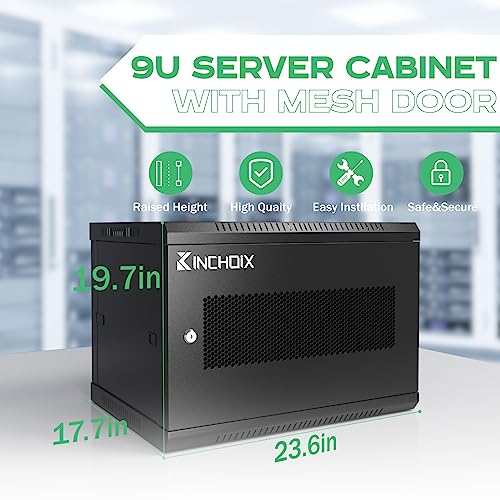 Image of Wall Mount Network Server Cabinet 9U Network Rack Enclosure for Computer Routers Switches Networking Electronic Equipment, Removable Side Panels & Locks, 19.7in Depth