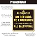 2 Pack No Refunds or Exchanges,All Sales Final Signs,No Returns Policy Sign for Business,10 x 10 inches Aluminum Signs,Weather Resistant,Durable Ink,Easy to Install