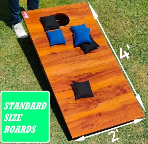 Image of Beewibe Classic Cornhole Board Game Kit - Available in 4'x2' Size - Comes with 8 Cornhole Bags (Cornhole Board Game Set)