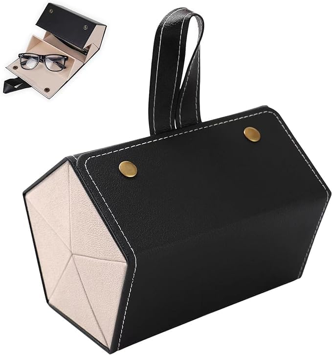 CHIBROMultiple Travel Sunglasses Organizer Case-PU Leather Sunglass Storage Foldable Eyeglasses Holder Glasses Cases for Women Men