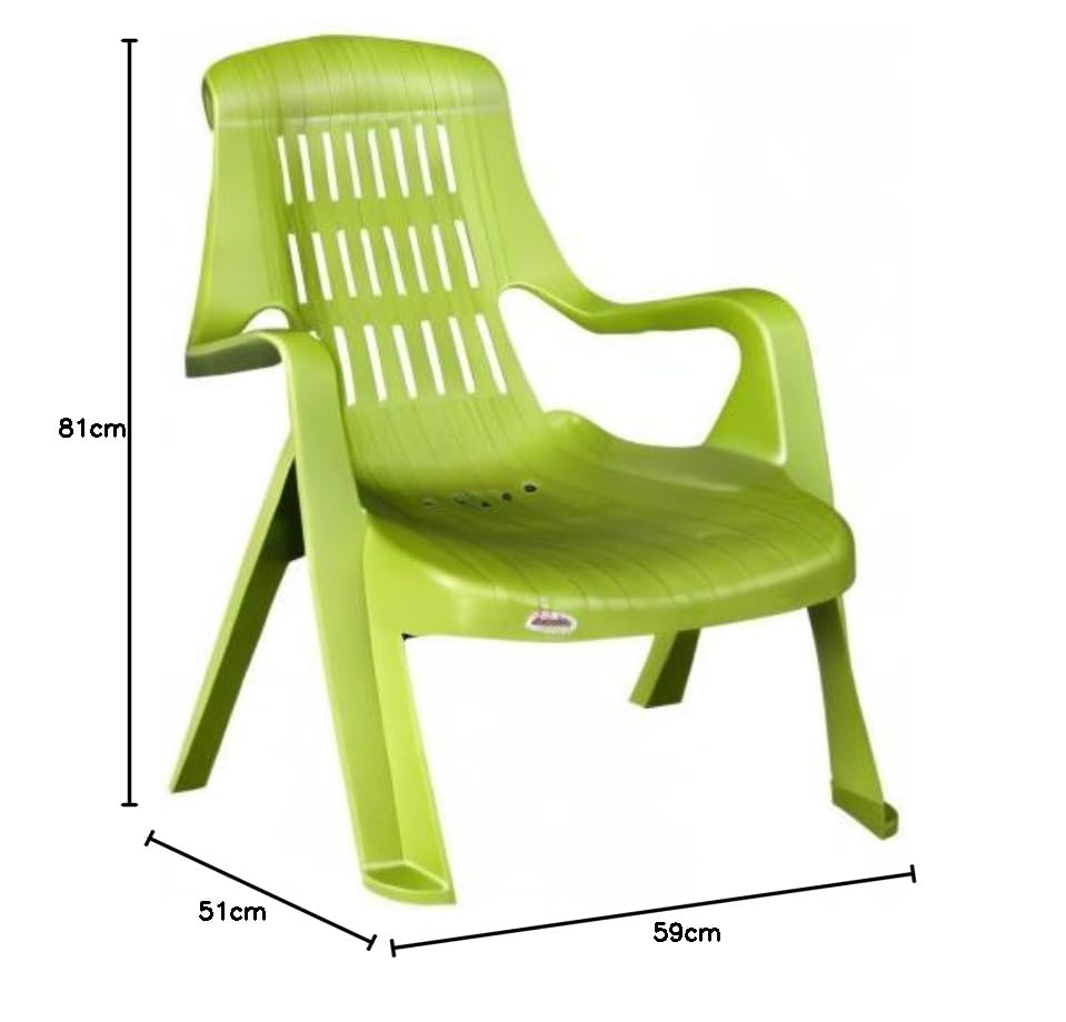 Image of SkyGlamour Supreme Comfy Relax plastic Arm Chair | Chair for Living room |Comfort Plastic Chair for Garden, Home, Indoor and Outdoor Use | Plastic Chair set of 4 |Color: Mehandi Green; set of 4 Chairs