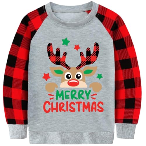 Toddler Boy Girl Sweatshirt Ugly Christmas Sweater Kids Reindeer Santa Long Sleeve Shirt Xmas Pullover Tops 2-7T