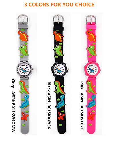 Image of Jewtme Cute Toddler Children Kids Watches Ages 3-8 Analog Time Teacher 3D Silicone Band Cartoon Watch for Little Girls Boys