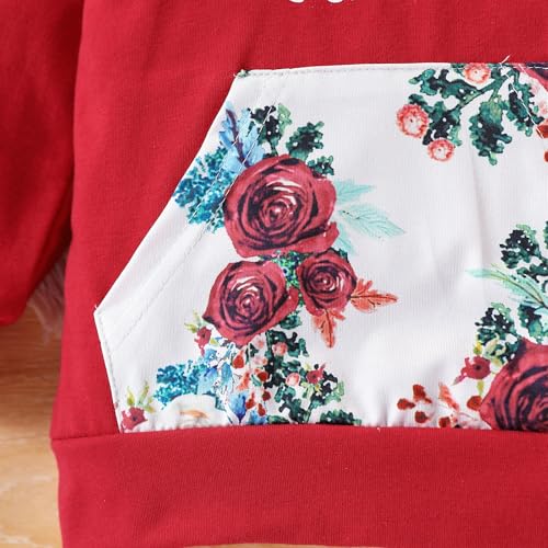Image of 2PC Girls Clothes Girl letter and Floral print Hooded Set, letter print Top +Floral print Pants Set