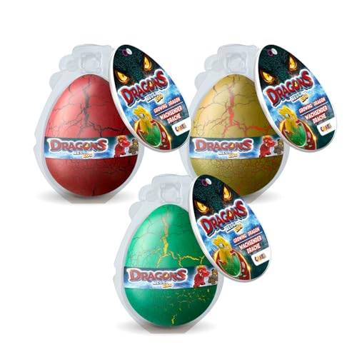 MEGGA Egg Set 3 Huevos Dragón Mágicos para Niños 3+ – Juguetes Dinosaurios Que Eclosionan en Agua y Crecen – Idea de Regalo Original para Niños de 4, 5 y 7 Años