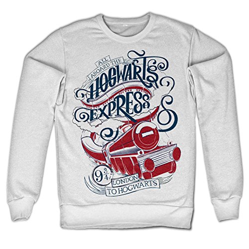 Image of Harry Potter Officially Licensed Inked All Aboard The Hogwarts Express Sweatshirt (White) Small