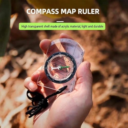 Brújula de mapa acrílica mini con regla para senderismo miniatura 3