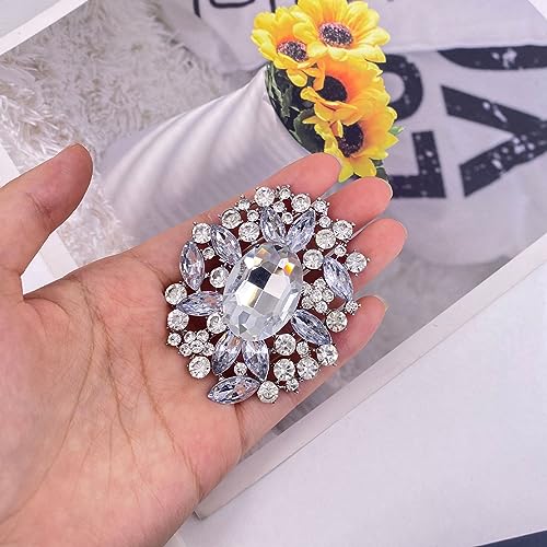 Image of LAXPICOL Vintage Austrian Crystal Elegant Flower Brooch for Women Broach Pin Wedding Jewelry Antique-Gold Tone