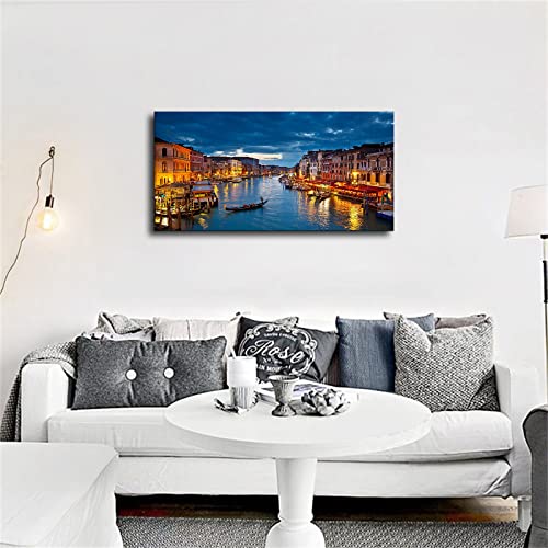 Venice Italy Beautiful Grand Canal Landscape Poster Decorative Painting Canvas Bathroom Kitchen Decorative Painting Hd Picture Printing Oil Painting Art Gift (Framed,24×46Inch) #TOP1