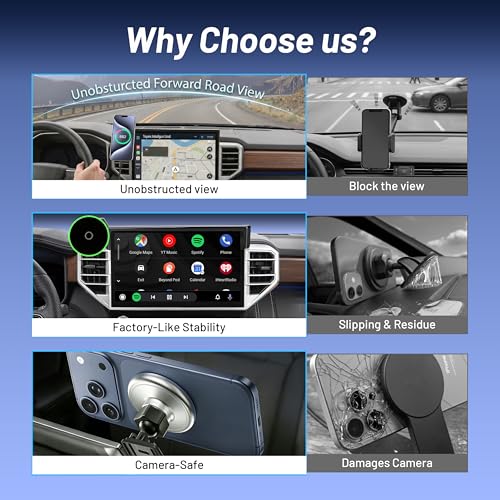Image of Phone Holder for for Toyota Tundra (2022-2025 2026, 14 Inch) / Toyota Sequoia (2023-26), MagSafe Car Mount Charger,Magnetic Holder,15W Wireless Charging,360 & Hands Free,3rd Gen Tundra Car Gadgets