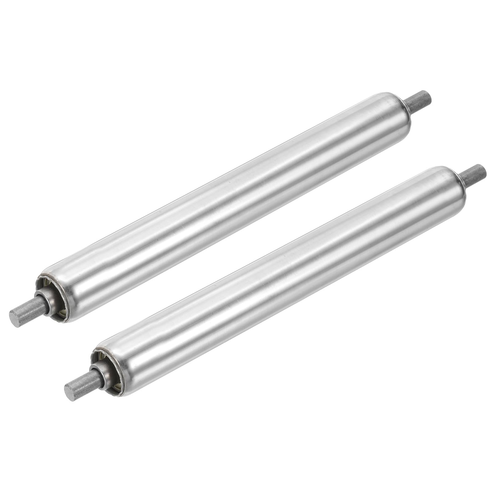 QUARKZMAN Rouleau de Convoyeur en Acier Inoxydable Diamètre 25mm Longueur 200mm Pièce de Rechange pour Transmission Gravitaires Embouts Galvanisés (Argent, Lot de 2)