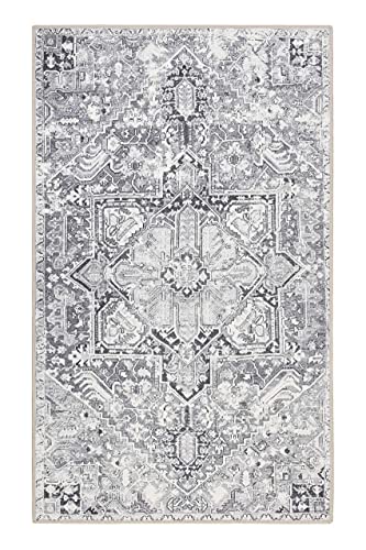 wecon home Badteppich, Badematte, rutschfest und Waschbar, Vintage, Urban Estate (60 x 100 cm, grau) – Bild 3