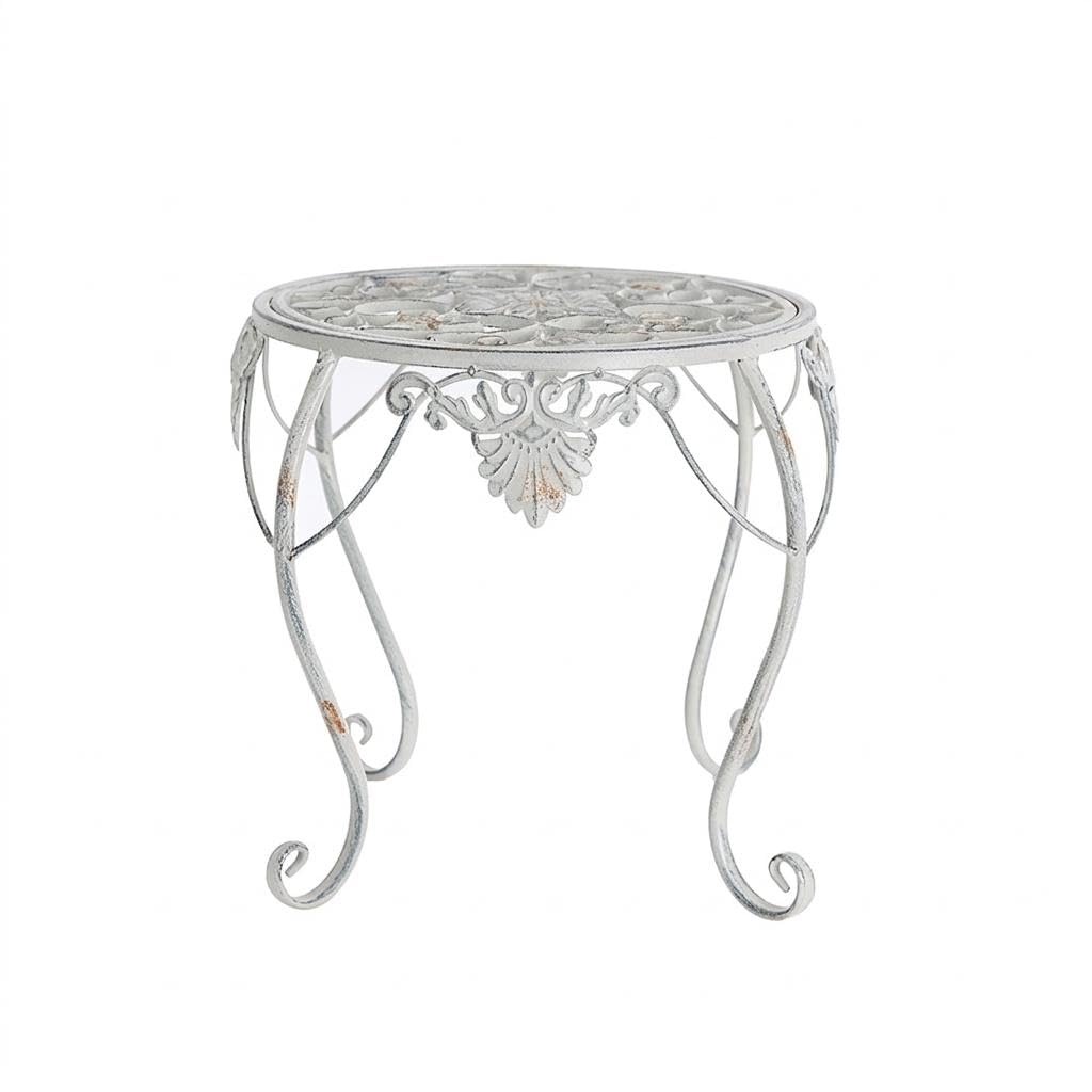 Cast Iron Flower Stool, American Country Style, Distressed White, Medium Garden Decor Distressed White|Collectibles|Metalware|Cast Iron-image-24