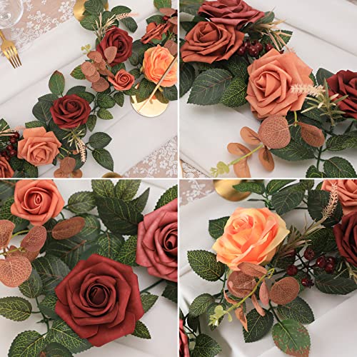 Garisey 5FT Artificial Rose Flower Burgundy Fake Floral Garland for Wedding Ceremony Backdrop Arch Flowers Table Centerpieces Decorations - Image 4