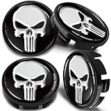 SkinoEu Kompatibel für Nabendeckel VW 65mm Radnabenabdeckung für Alufelgen Felgendeckel Nabenkappe Radkappen Schädel Totenkopf CV 35