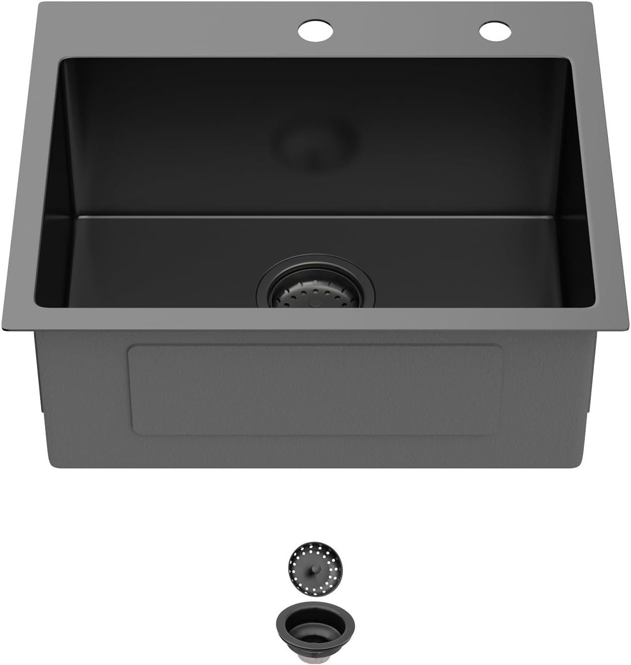 22 In Gunmetal Black Drop Bar Sink 22 x 18 Inch Kitchen Sink 18 Gauge Stainless Steel Single Bowl Topmount Handmade Sink for Outdoor, RV, 22x18x9
