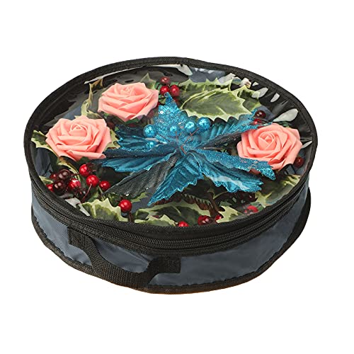 BFYDOAA Christmas Wreath Storage Bag,Wreath Storage Container Sturdy Handles Round Zippered Storage Bags for Wreaths Garland Christmas Tree Holiday Supplies,60x15 cm(Gray)