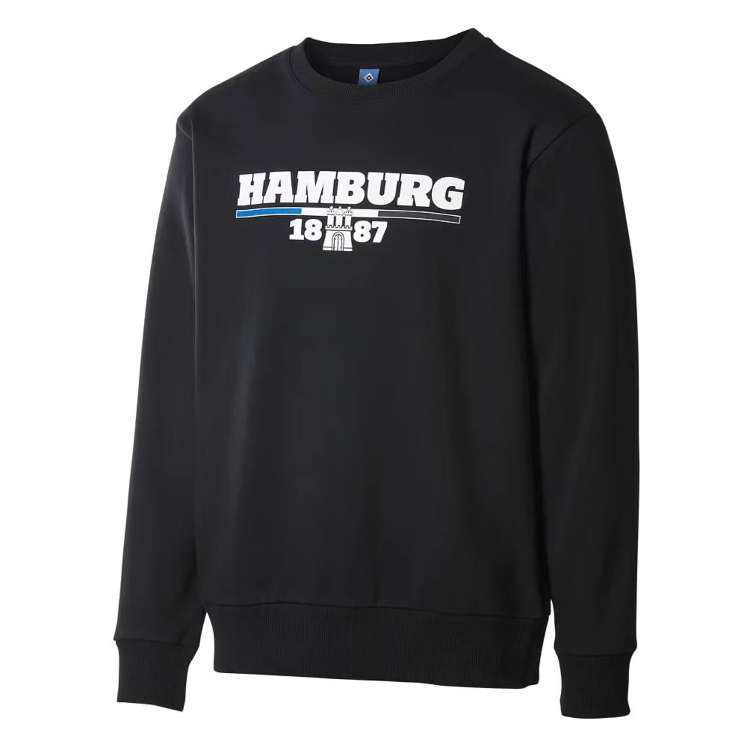 Hamburger SV HSV Sweatshirt Eamon, Offizieller Fanartikel, Schwarzes Sweatshirt mit Hamburg 1887 Wappen, 65% Baumwolle 35% Polyester