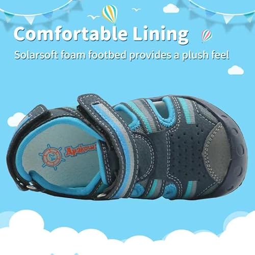 Apakowa QFSNDAN-Y306-BLUE-21 Kid'S Boy'S Summer Outdoor Athletic Double Strap Closed-Toe Water Sandals (Toddler/Little Kid) (Color : Navy/Blue thumb #1