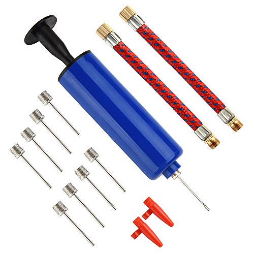 FEPITO 14 Pcs Jeu d'outils Gonflables Gonfleur Pompe à Billes Aiguilles, Flexible Aiguille et Adapteur pour Basketball, football, Volleyball, Rugby, Boule de polo d'eau Cover
