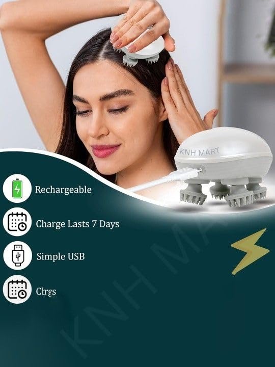 Electric Head,Scalp Massager Rechargeable Head Kneading Massage Machine | 3 Speed Mode Handheld,Portable,Scalp Scratcher Body Massager for Hair Growth,Deep Clean & Stress Relaxation Electric Head,Scalp Massager Rechargeable Head Kneading Massage Machine | 3 Speed Mode Handheld,Portable,Scalp Scratcher Body Massager for Hair Growth,Deep Clean & Stress Relaxation