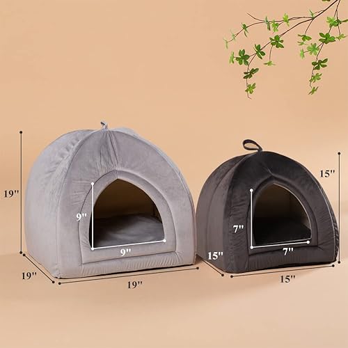 Miniatura 2 de KASENTEX Cama para gatos de interior, casa de gatos 2 en 1, suministros para mascotas para gatitos y gatos pequeños o perros, cueva de animales,
