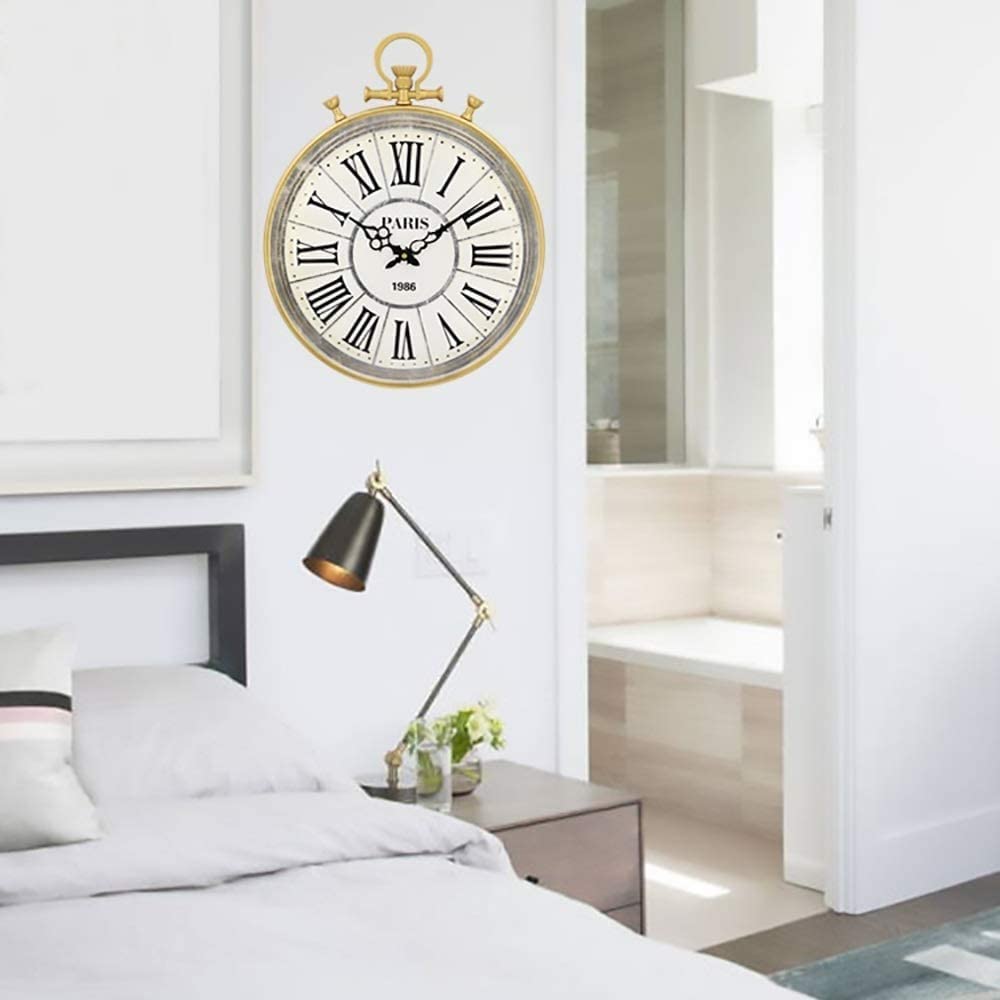 Horloge murale de style rétro créatif pour salon, salle à manger, chambre à coucher, décoration simple, quartz