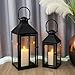JHY DESIGN Set of 2 Black Decorative Lanterns 17.5inch&13.5inch Metal Candle Lanterns for Indoor Outdoor Events Paritie and Weddings Vintage Style Hanging Lantern