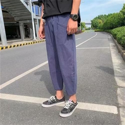 Men's Casual Pocket Trousers Polyester Korean Style Streetwear Long Pants2