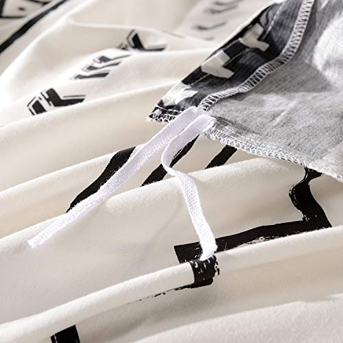 JUCFHY-600-Thread-Count-Cotton-Duvet-Cover-3pcs-Queen-Duvet-Cover-Set-Black-Stripe-Geometric-Printed-on-WhiteReversible-with-Zipper-Closure-1-Duvet-Cover-and-2-Pillow-Shams