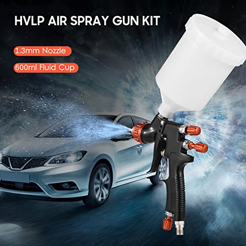 mewmewcat HVLP Air Spray Gun Kit 1.3mm Nozzle 600ml Fluid Cup Zwaartekracht Feed Air Verfspuit Mini Handheld… - Image 5