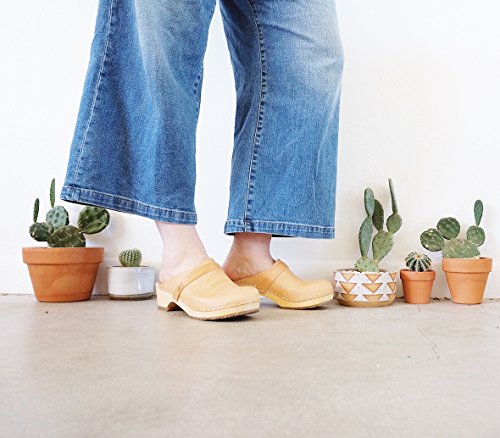Sandgrens Swedish Low Heel Wooden Clog Mules For Women, Us 7-7.5 | Tokyo Nude Veg, Eu 38 #TOP3
