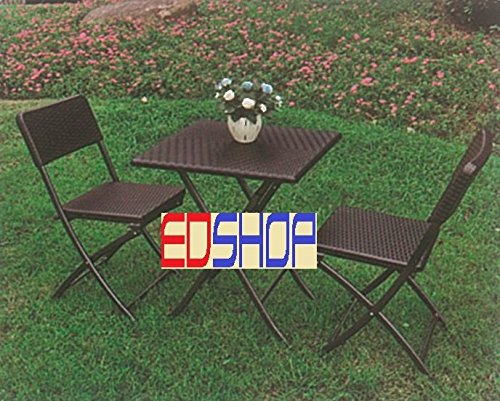 Cilvani Set Giardino Tavolo Pieghevole Set Tavolo + 2 sedie Pieghevole Rattan PIC nic terrazzo giardn