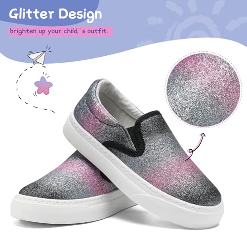 Toddler Sneakers for Girls Boys Low Top Slip On Kids Canvas Casual Shoes Comfortable Walking Sequins Glitter Shoes4