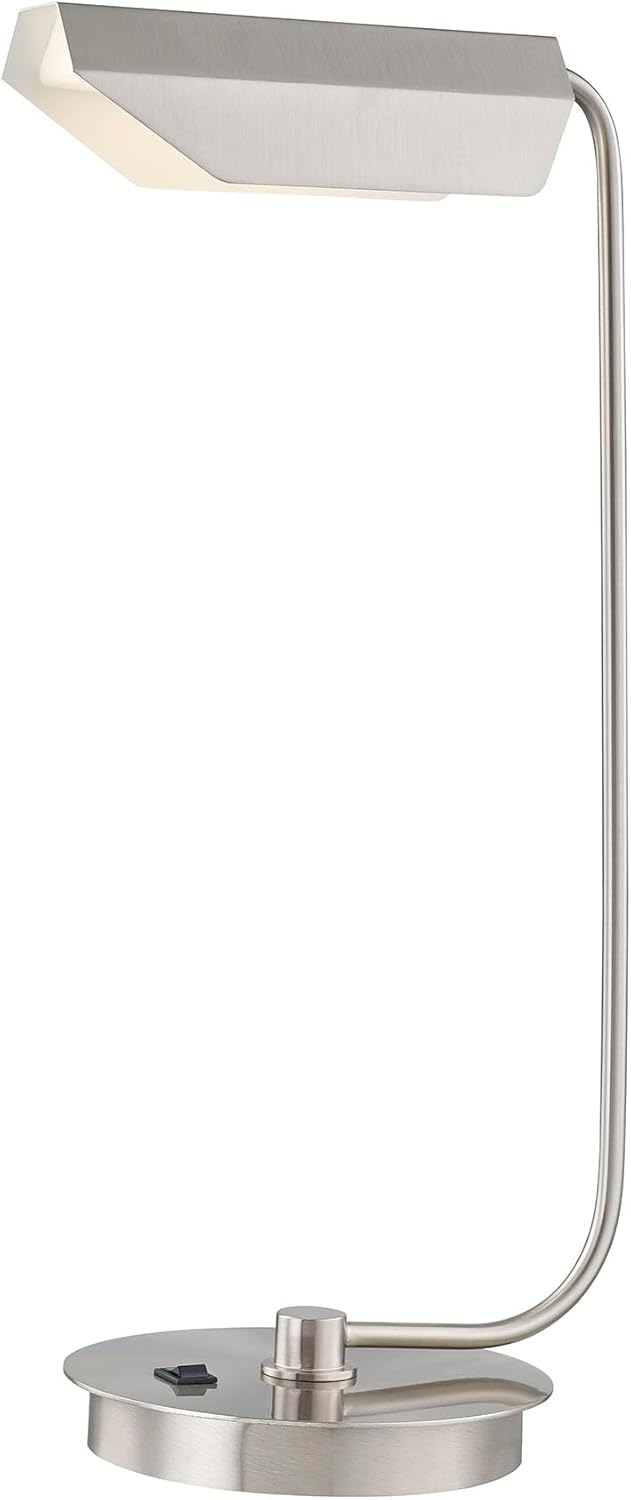 Rona LED Desk Lamp – Silver Metallic Modern Lamp, Commercial Grade LED Lighting for Living Room or Bedroom