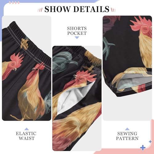 ZZXXB Rooster Pattern Boys Long Pants Soft Trousers Elastic Waist Kids Lounge Bottoms with Pockets S-XL4